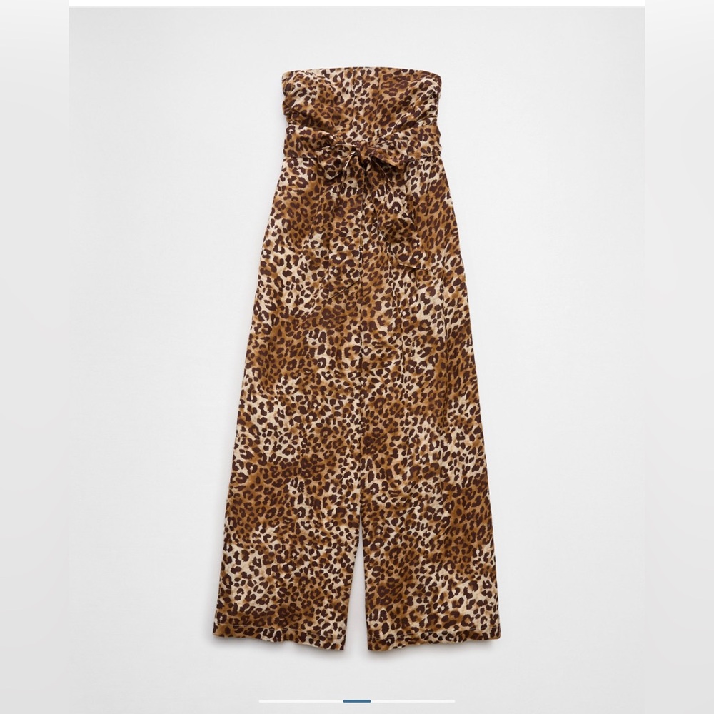Leopard Print Strapless Jumpsuit